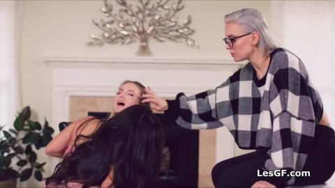 Anal exploration with hot milf in threesome